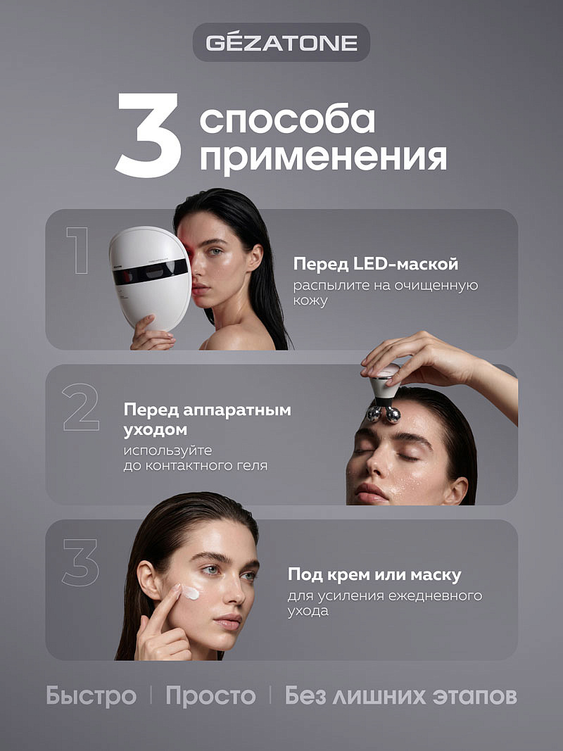 Коллагеновая сыворотка с гиалуроновой кислотой, PDRN и экзосомами, спрей для лица 100 мл, Gezatone 13