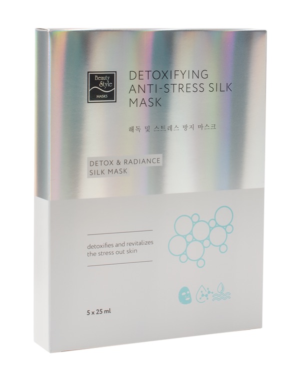 Очищающая шелковая детокс маска для лица с антистрессовым эффектом, 5 шт х 25 мл Beauty Style 1