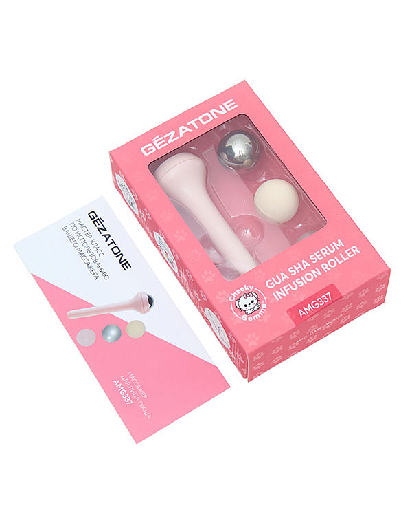 Роликовый массажер Гуаша со сменными роликами “Gua Sha Serum Infusion Roller AMG337 ” CHEEKY GEMMY Gezatone 8
