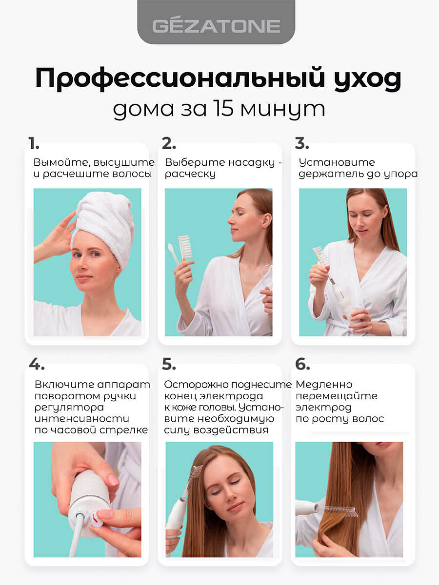 Дарсонваль для волос с 4мя насадками Biolift4 118 (BT 118), Gezatone 9