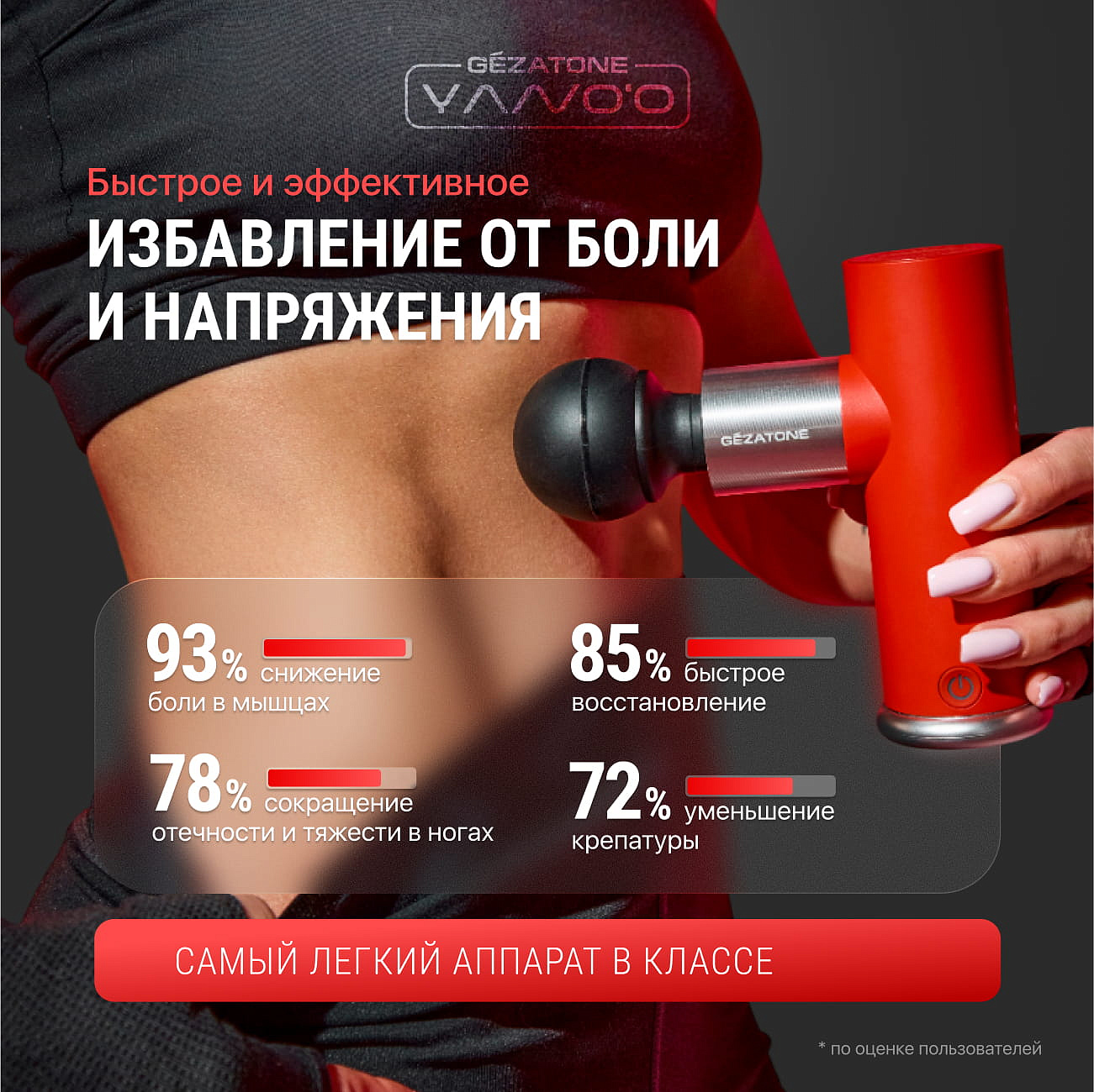 Перкуссионный массажер-пистолет для тела электрический YANO’O AMG146, Gezatone 12