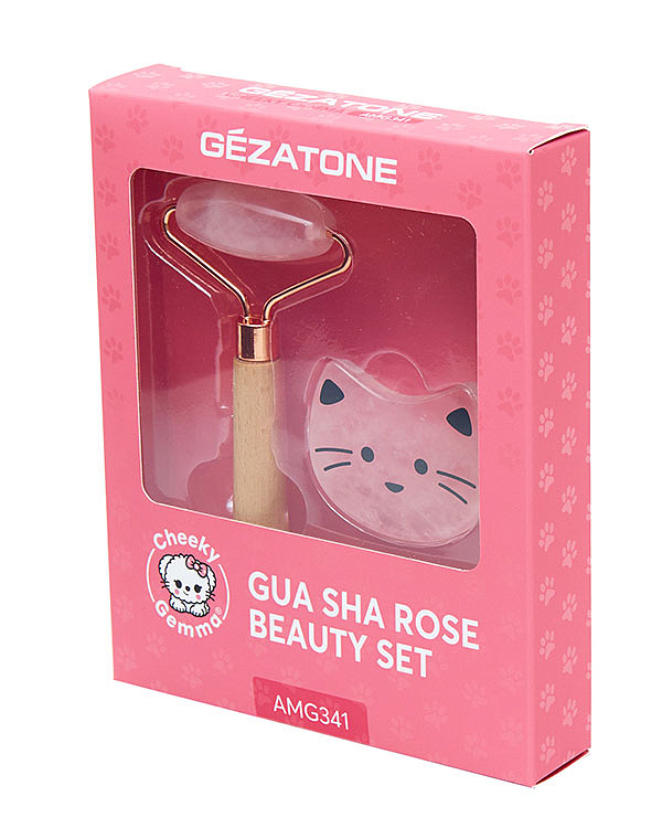Скребок Гуаша и роллер, набор "Gua Sha Rose Beauty Set AMG341" CHEEKY GEMMY Gezatone 7