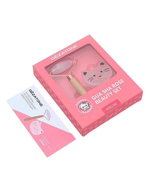 Скребок Гуаша и роллер, набор "Gua Sha Rose Beauty Set AMG341" CHEEKY GEMMY Gezatone 6