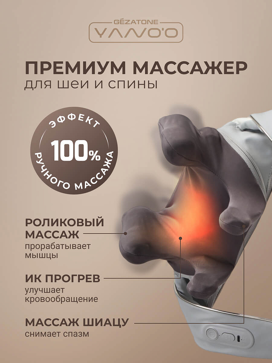 Массажер для шеи и плеч роликовый беспроводной ZenPro AMG496, Gezatone 11