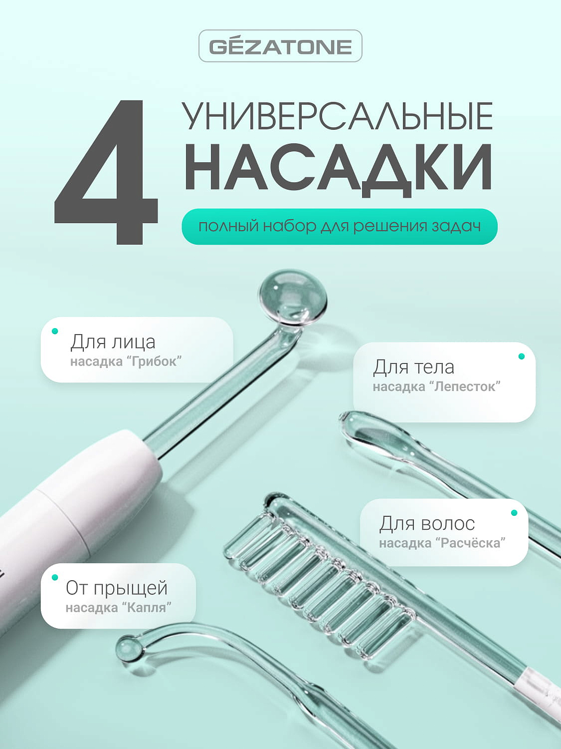 Дарсонваль для волос и лица с 4мя насадками Biolift4 118 Nova 14