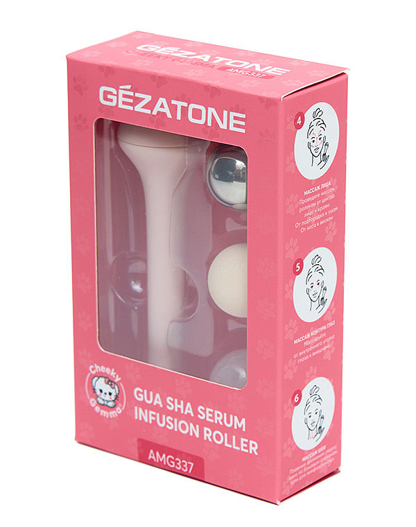 Роликовый массажер Гуаша со сменными роликами “Gua Sha Serum Infusion Roller AMG337 ” CHEEKY GEMMY Gezatone 6